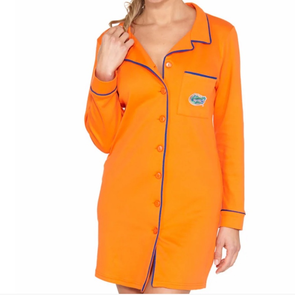 Emerson Street Florida Gators Orange BlueButton-Up Sleep Shirt Size Large Cotton